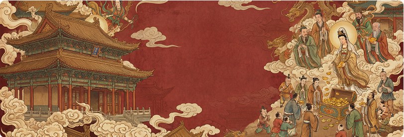 法会主题 Banner：古风宫殿插画