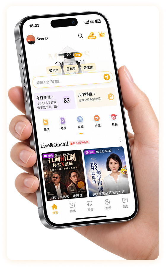 先知命局首页手持手机效果
